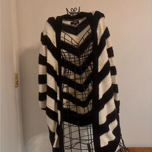 Premise Black and White Striped Cardigan